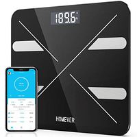 Bluetooth Body Fat Scale, Homever Smart BMI Scale Digital Bathroom Wireless Weight Scale, Body Composition Analyzer with Smartphone APP, 8mm Tempered Glass Platform, 400 lbs - Black