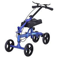 ZBYL 4 Wheels Knee Scooter Walker with Orthopedic Seat Pad, Brake System and Basket, for Broken Leg Foot Injuries, Walking Aid Disabled Crutches Alternative - Blue