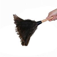 Haiansan Good Grip Duster With Solid Wooden Handle, Bendable Head Leather Hand Strap Dust Stick (Color : Coffee, Size : L)