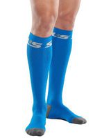 SLS3 True Graduated Allrounder Compression , Performance, Training, Race, Recovery Socks (1 pair) - Helps Shin Splints Black, Blue Finch, X-Small/Small