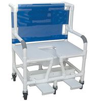 MJM International 131-5 Bariatric Shower Chair with Full Support Commode Opening Seat and Individual Slide Out Footrest, 700 oz Capacity, Royal Blue/Forest Green/Mauve