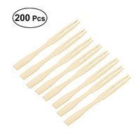 OUNONA 200pcs Disposable Bamboo Food Picks Fruit Appetizer Cocktail Dessert Forks Picks Sticks Party Supplies