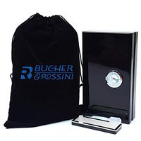 Travel Cigar Humidor case - Gloosy Surface Finish with Spanish Cedar Liner Hygrometer and Humidifier Perfect Cigar Carry Case for Traveller (Black)