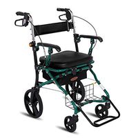 Walking Aids 4 Wheels Portable, Foldable Drive Walking Aids with Comfortable Backrest, Medical Rollator Walker Double Brake System, Used for Seniors Walking,Green