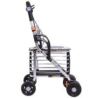 Seat & Roller Bar Covers Walker Parents' Best Gift Old Man Grocery Shopping Cart Easy to Fold and Easy to Carry Patient Multifunctional Rehabilitation Walker (Color : Silver, Size : 3245100cm)