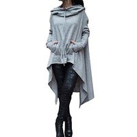 Howstar Womens Irregular Tunic Sweatshirts Dress Long Pullover Hoodie with Pocket (2XL, Grey)