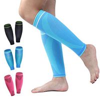 HiRui Calf Compression Sleeves, Calf Brace Shin Guards Calf Support Leg Compression Socks for Soccer Cycling, Shin Splint, Varicose Vein, Calf Pain Relief, Travel Nurses Runners (Pair) (Blue, L)