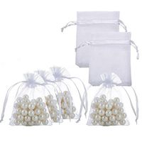 AWELL Small Organza Bags with Drawstrings 2.7x3.5 inch, White, Pack of 100