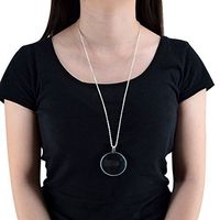 CLARA 5X Necklace Magnifier Pendant Reading Map Magnifying Glass with Gold Chain(Silver)