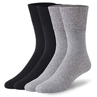 Diabetic Socks for Men& Women, Forcool Medical Circulation with Seamless Toe, Non-Binding Top Cushioned Crew Socks, 4 Pairs Black & Gray X-large