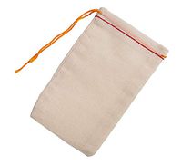 Made in the USA Cotton Muslin Bags 3x5 Inch (7x12.5 Cm) Red Hem and Orange Drawstring 50 Count Pack