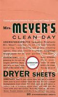 Mrs. Meyers Dryer Sheets - Geranium Sheets 80-Count (Pack of 12)