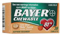 Aspirin, Chewable, 36 x 1, Bottle, 81mg
