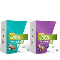 Vega Protein Snack Bar Bundle- 12 Blueberry Oat Bars Plus 12 Coconut Almond Bars - Plant Based Vegan Protein Bars, Non Dairy, Gluten Free, Non GMO