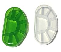 2 Apothecary Travel Pill Organizer - 8 Compartments Vitamins & Supplement Case (White & Green)