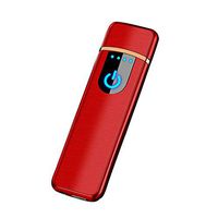smallwoodi USB Lighter,USB Rechargeable Windproof Touch-Sensing Cigarette Lighter Collectible Men Gift Charging Lighter Red