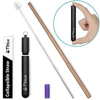 Reusable Collapsible Straw, Rose Gold 9.25'' Telescopic Stainless Steel Metal Straws, Portable Reusable Drinking Straws for 12oz/20oz/30oz Cups, Perfect for Drinking Water, Coffee, Smoothie, Milkshake