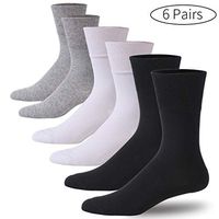 Forcool Men's Women's Extra Wide Moisture Wicking Dry Fit Crew Dress Cotton Diabetic Socks with Non Binding Loose Top Seamless Toe Cushioned Heel, 6 Pairs Black&Gray&White X Large