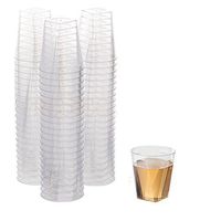100 Clear Plastic Shot Glasses 2 OZ - Disposable Shot Glasses Bulk - Wine Tasting Cups - Small Plastic Tumbler - Square Shooter, Whiskey Mini Shot Cups - small plastic cups bulk