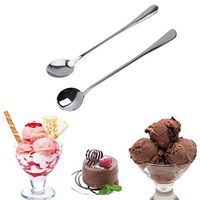 LCYCN 2 pcs/lot Long-Handled Spoons Stainless Steel ice creams Spoon Tip Head And Round Head For Soup Coffee Tea Drinking