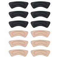 Heel Cushion Inserts - 6 Pairs Heel Grips Shoe Pads for Women (3 Black and 3 Beige)