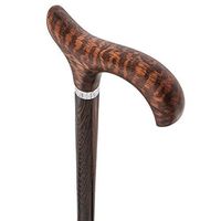 Derby Walking Cane w/Genuine Snakewood Handle & Wenge Shaft w/Silver Collar