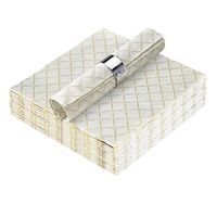 DISPOSABLE QUILTED COCKTAIL NAPKINS | European Made Linen Like Napkins | for Upscale Wedding and Dining | 16 pc | Ivory