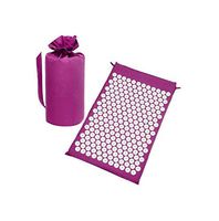 Acupressure Mat Head Neck Back Foot Massage Cushion Pillow for Yoga Spike Mat Anti-Stress Acupuncture Needle Massager,Purple mat with Bag