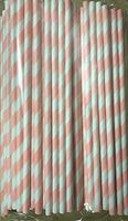 Luckydo Biodegradable Striped Paper Straws,Paper Drinking Straws for Party, Events and Crafts,Baby Shower Decorations 7.75 Inches, 100 Pack (Pink White Striped)