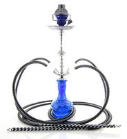 New 4 Hose 22" Blue Hookah Shisha nargila Lounge narguile Nargile Glass Vase Set