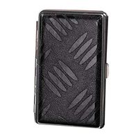Women Men Business Gift Cigarette Case Slim Leather Metal Storage Box for 16-20 Cigarettes(Black 02)