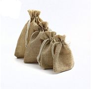 50PCS Natural Burlap Linen Jute Vintage Wedding Drawstring Gift Favor Sack Bags 3'X4'