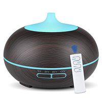 Depnee Essential Oil Diffuser, USB 550ml Humidifier with Remote Control, Timer, Waterless Auto Shut-off and 7 LED Light Colors for Home Bedroom Office Yoga Spa – Dark Wood Grain