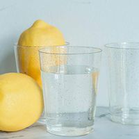 BalsaCircle 100 pcs 10 oz Clear and Gold Glittered Plastic Cups - Disposable Wedding Party Catering Tableware