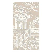 Caspari Pagoda Toile Paper Linen Guest Towel Napkins in Natural, Pack of 12