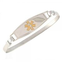 Women's Medical Alert ID Bracelet - Bangle, Custom Engraving Included, Stainless Steel - Gold, Size S/M