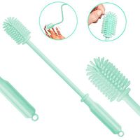 Fymural Silicone Bottle Brush Cleaner - BPA Free Bottle Cleaning Brush with 15” Long Handle Glass & Plastic Water Bottles Brush for Washing Narrow Neck Containers Sports Bottle, Vase (Green)