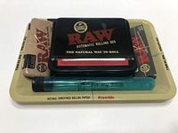 Raw Adjustable Automatic Rolling Box, 1 Raw Black 1 1/4, Raw Miny Traw, Raw containe 1 1/4 + Doob Tube.