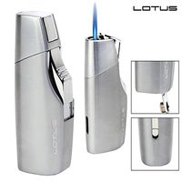 Lotus 26 Single Flame Torch Lighter and Punch Cutter Chrome Satin/Polished Chrome