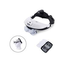 LED Head Mount Magnifier with Light, Professional Jewelers Magnifying Glasses Bracket and Headband are Interchangeable Repair Loupe for Close Work