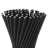200 Pack Biodegradable Paper Straws FANCY + STURDY for dinners, parties, juices, shakes, iced coffee, and supplies (Black OR White) (Black)