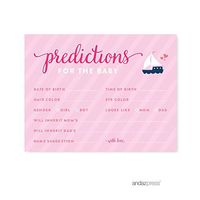 Andaz Press Pink Girl Nautical Baby Shower Collection, Games, Activities, Decorations, Predictions for Baby Cards, 20-Pack