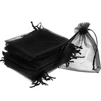 Mudder 50 Pack Organza Gift Bags Wedding Party Favor Bags Jewelry Pouches Wrap, 4 x 4.72 Inches (Black)
