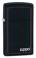 Zippo Slim Black Matte Lighter w/ Zippo Border - 1618ZB