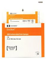 Excilon AMD Antimicrobial Sterile Gauze Split Drain Sponges - 6 ply 4" x 4" - Tray of 50
