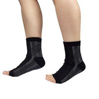 Hoter Compression Socks Ankle Open Toe 20-30 mmHg for Athletics Injury Recovery Joint Pain