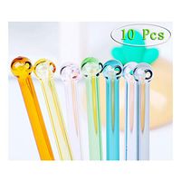 MaiKeEr 10 Pcs Multicolor Glass Straw, Round Head Reusable Drinking Straw Cocktail Straw Coffee Straw High Boron Silicate Glass Straw with Cleaning Brush&Cleaning Cloth - 10 Colors - 7.5 x 0.32 inch