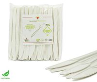 [400 COUNT] 7" Knife Disposable Cornstarch Compostable Utensils for Soup Event Picnic Appetizer Party Tasting (7 inch Long, Sustainable Cutlery Made of Corn, Dye Free, Heat Resistant)
