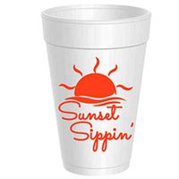 Party Cups, Sunset Sippin', Orange Print 10 Cups,
