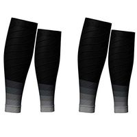 (2 Pairs) Compression Calf Sleeves Men & Women (20-30mmhg) - Best Footless Compression Socks Shin Splints, Running, Leg Pain, Nurses & Maternity Pregnancy - Increase Blood Circulation (Black & Grey)